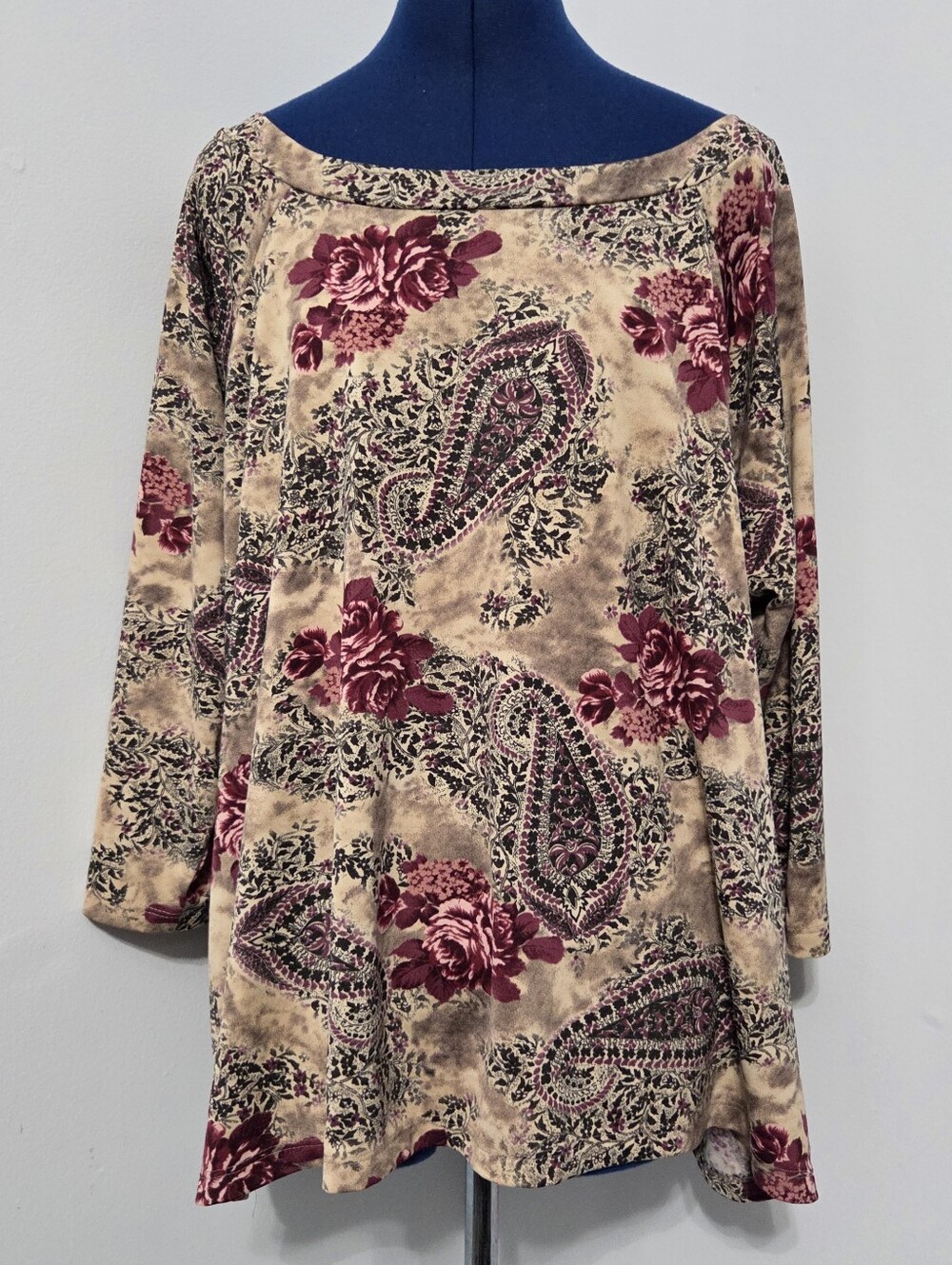 Vintage Y2K Baroque Tan Paisley Shirt